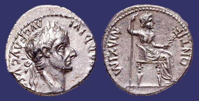 Roman, Tiberius, Silver Denarius, 14-37 AD
