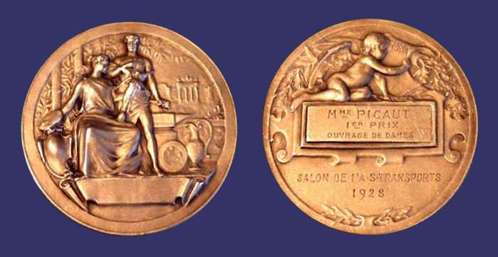 Salon de L'A. S. Transports 1928, Manufacturing Award Medal, 1928
[b]From the collection of Mark Kaiser[/b]
Keywords: putti