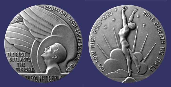 Society of Medalists Issue No. 29, Inspiration - Aspiration, Silver, 50 mm, 1944
[b]From the collection of John Birks[/b]
