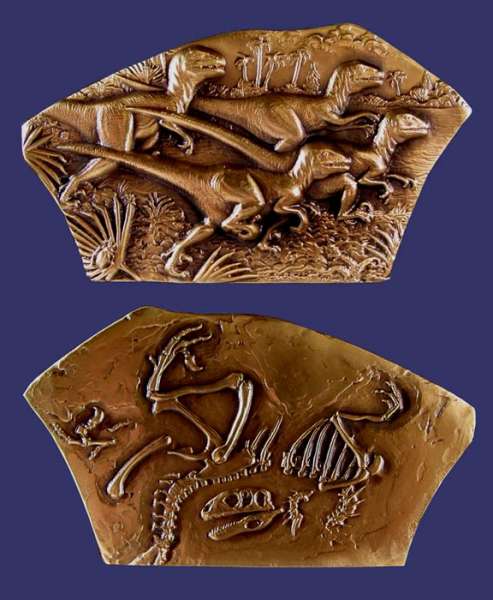 Society of Medalists Issue No. 128, Set of 6 Dinosaur Medals, Deinonychus, 1994
[b]From the collection of John Birks[/b]
