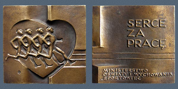 PRIZE MEDAL FOR SPORT INSTRUCTORS, cast bronze, 65x69 mm, 1980
Keywords: contemporary