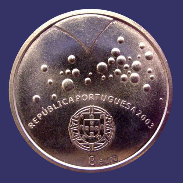 Teixeira, Jos, Futebol is Passion, Euro 2004, Portugal, 8 Euro, Reverse
Gift to me from the artist.  See other work by Jos Teixeira in his gallery in the Contemporary Medallic Artists section. 

Obverse:  EURO 2000, PORTUGAL, UEFA, and trademark symbol "TM"

Signed on Obverse:  JOS TEIXEIRA INCM

Reverse:  REPBLICA PORTUGUESA, 8 EURO
Keywords: comtemporary heart love portugal
