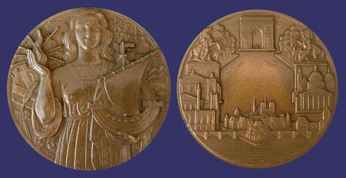 Turin, Pierre, Parisian Culture Award, ca. 1960
[b]Photo by John Birks[/b]

Bronze, 81.2 mm, 302 g

Edge:  BRONZE, 1968, cornucopia mint mark of Monnaie de Paris
