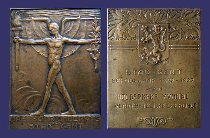 City of Gent School Award
[b]From the collection of John Birks[/b]

Awarded to Yvonne Holderbeke for the 1922/23 school year

Verdienstelijke Leerlinge:  Dutch for "Deserving Pupil"
