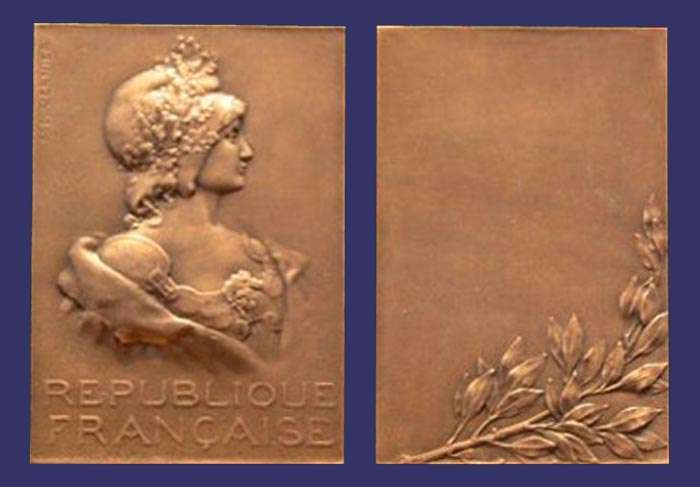 Republique" Plaque, 1902
[b]From the collection of Mark Kaiser[/b]

Oversize Reproduction in 1976; Original, smaller plaque struck in 1902
