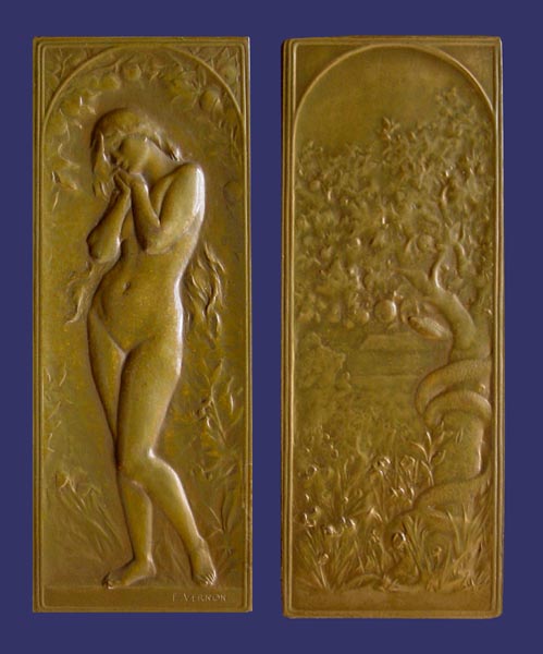 de Vernon, Frdric, Eva
1975 restrike of this rare and beautiful medal

Bronze, 78 x 30 mm, 76 g
Keywords: birks_nude_female