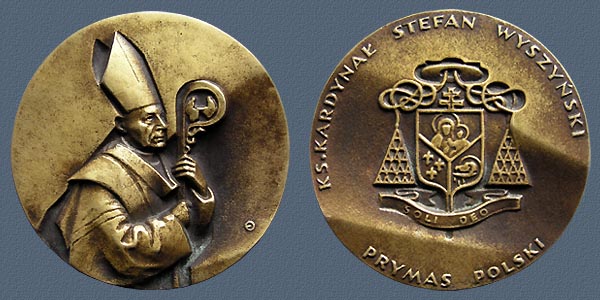 CARDINAL STEFAN WYSZYNSKI, cast bronze, 83 mm,  1980
Keywords: contemporary
