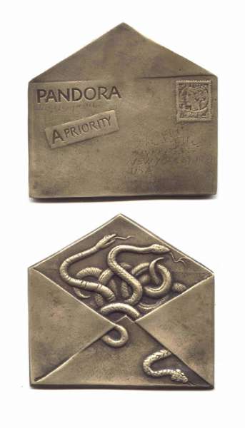 PANDORA'S  LETTER,  ANTHRAX, 2001, 101 x 110 mm, Brass
Keywords: contemporary