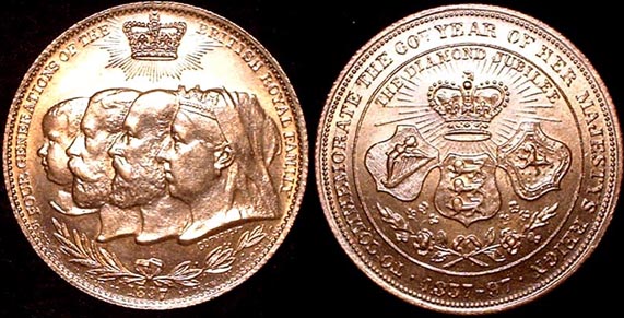 1897 Four Generations of Royal Family
Bronze 11.5gms 32mm

By P. Gruefer

