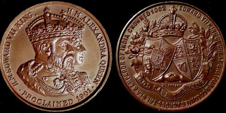 1902 Edward VII coronation by A. Fenwick
BHM #3764 38mm 18.1 grams copper
