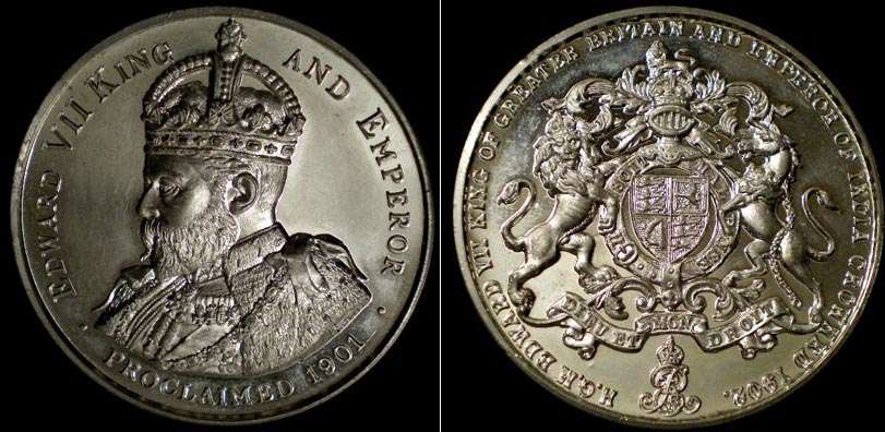 1902 Edward VII Coronation by A. Fenwick
 BHM# 3758 51 mm 41.5 Grams Silver

