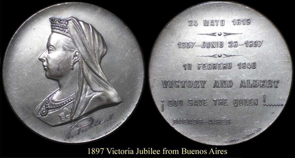 1897 Victoria  Jubilee error from Buenos Aires
by Orzali Bellauamba Y.C.

63gms 57mm Silver .

