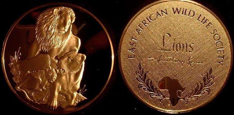 1998 East Africa Wildlife series Lions
57.5 gms 51mm Bronze
