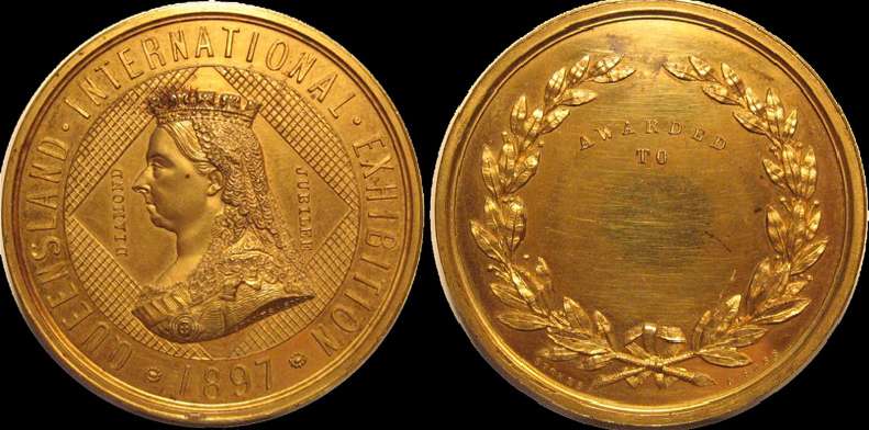 1897  Diamond Jubilee Queensland Australia
International Exhibition Awards Medal

Bronze  46.5mm 45gms By Stokes and Sons Medalist Melbourne Australia

 Listed as 1897/9 in the Carlisle Catalogue of Australian Medals and medalets
