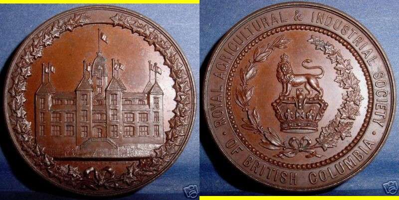 royal agricultural & industrial society  of british colombia 
 medal from bc canada  by p.w .ellis& co toronto 
