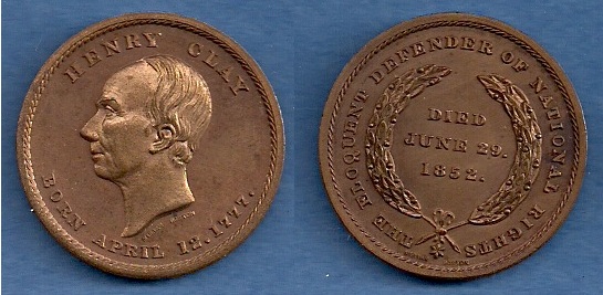 SCH C-02  Henry Clay Medal Copper
31mm   Very Scarce
Keywords: Merriam, Clay