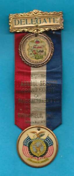 1905 Springfield Foresters of America Convention Badge
Manufactured by the Franco-American Regalia & Novelty Co. of Worcester, Mass.
Approx. 6-1/2" tall
