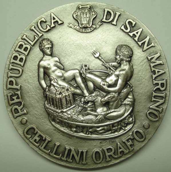 DI SAN MARINO CELLINI 1571-1971, Silver.  (Obv.)
